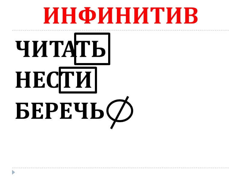 ИНФИНИТИВ ЧИТАТЬ НЕСТИ БЕРЕЧЬ
